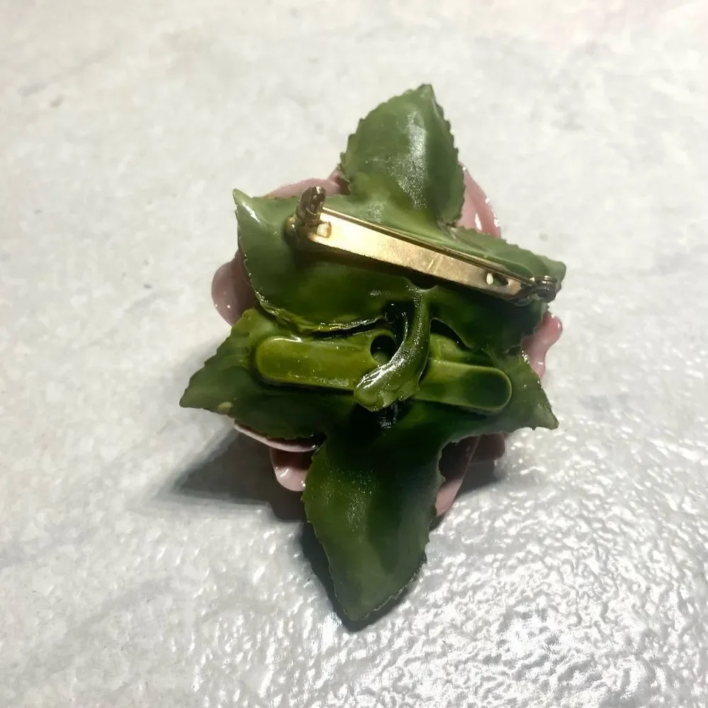Vintage Lucite Rose Brooch